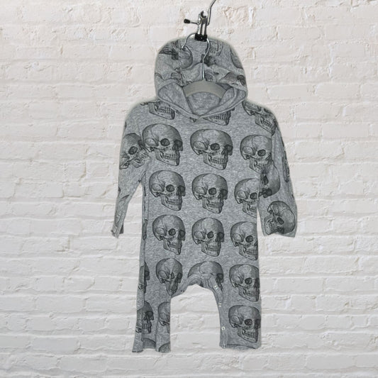 Nununu Raw Edge Skull Romper (6-12)