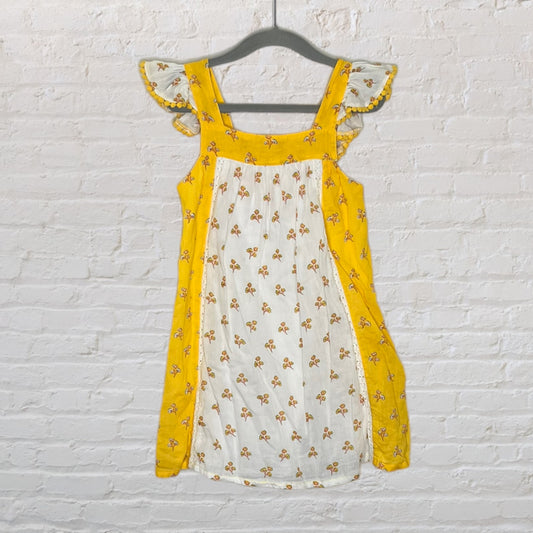 M&S Floral Colour Block Ruffle Dress (4T)