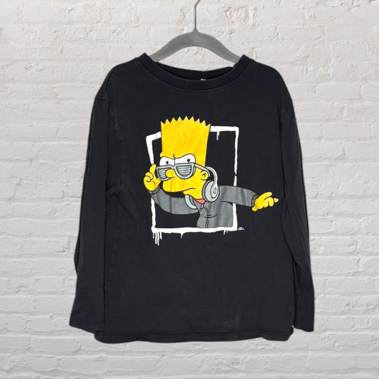 Black long sleeve tee with a graphic of Bart Simpson wearing shades and headphones.