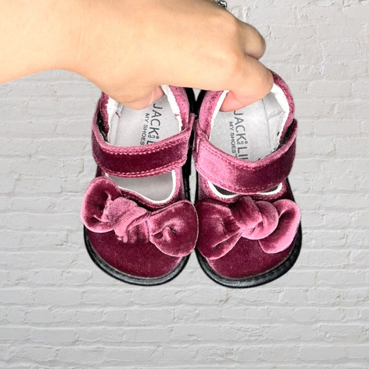 Jack & Lily Velvet Bow Mary Janes (6-12)