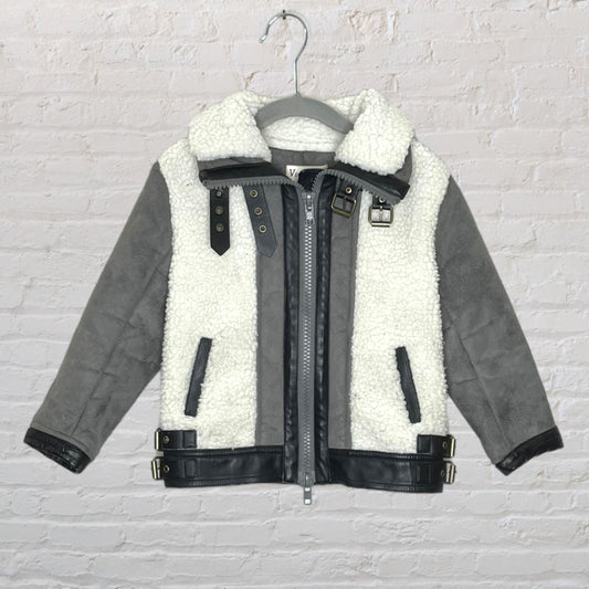 Vierra Rose Suede & Sherpa Biker Jacket (4T)