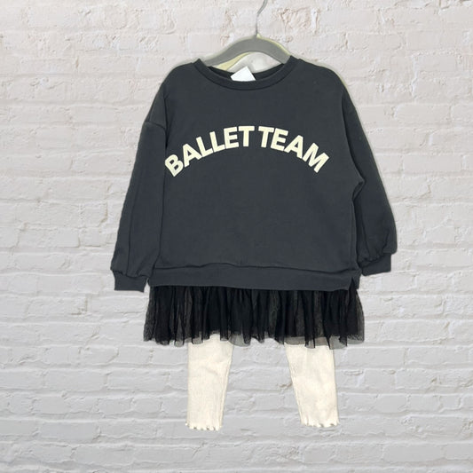 Zara 'Ballet Team' Skirted Sweater Set (4-5)