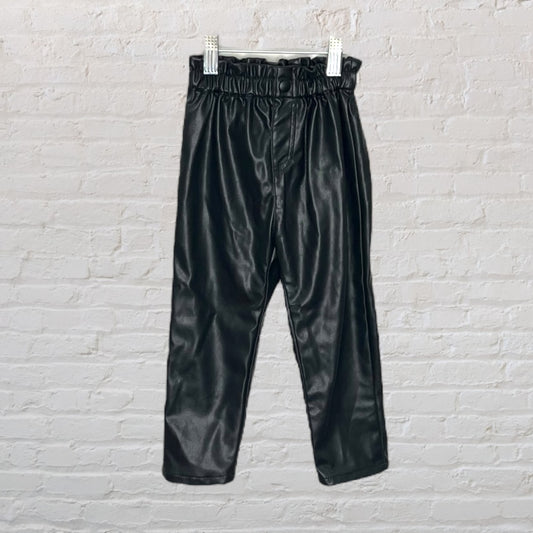 Zara Faux-Leather Paperbag Waist Pants (3T)