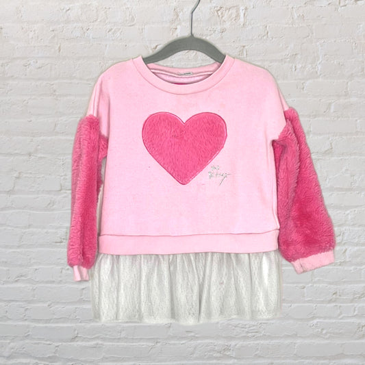 Betsey Johnson Plush Detail Skirted Sweater (3T)