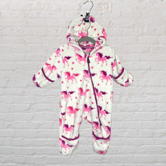 Hatley Furry Fleece Unicorn Bunting Suit (6-9)