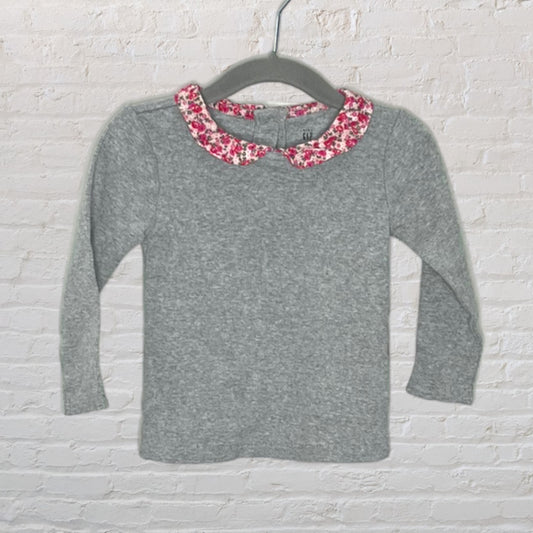 Gap Floral Collar RIbbed Long-Sleeve (18-24)