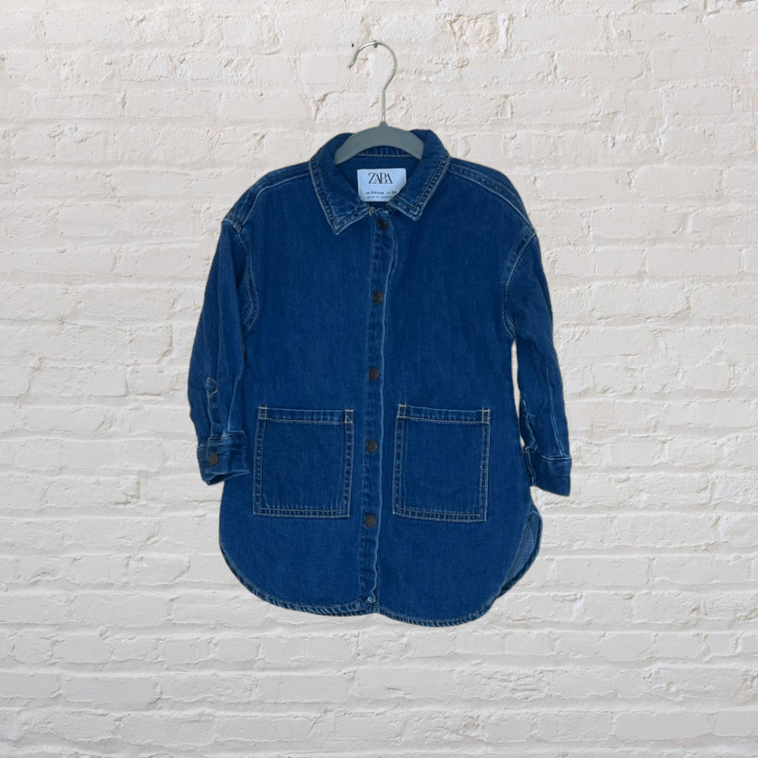 Zara Button-Down Denim Tunic - 4T