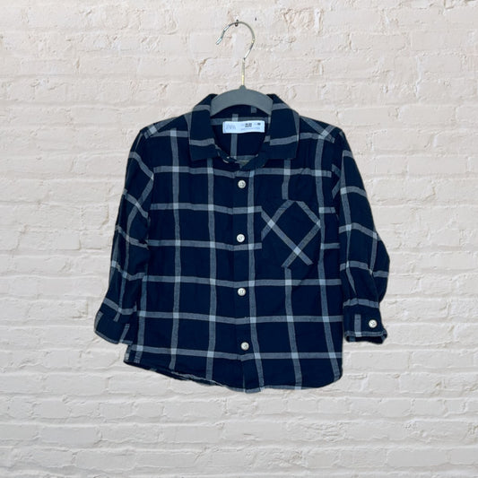 Zara Plaid Button-Down Shirt - 18-24