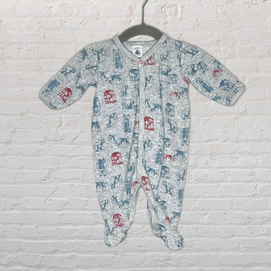 Petit Bateau Velour Bears Onesie (3M)