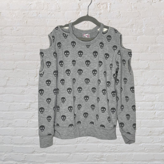 Flowers By Zoe Happy Skull Cold-Shoulder Sweater (6)