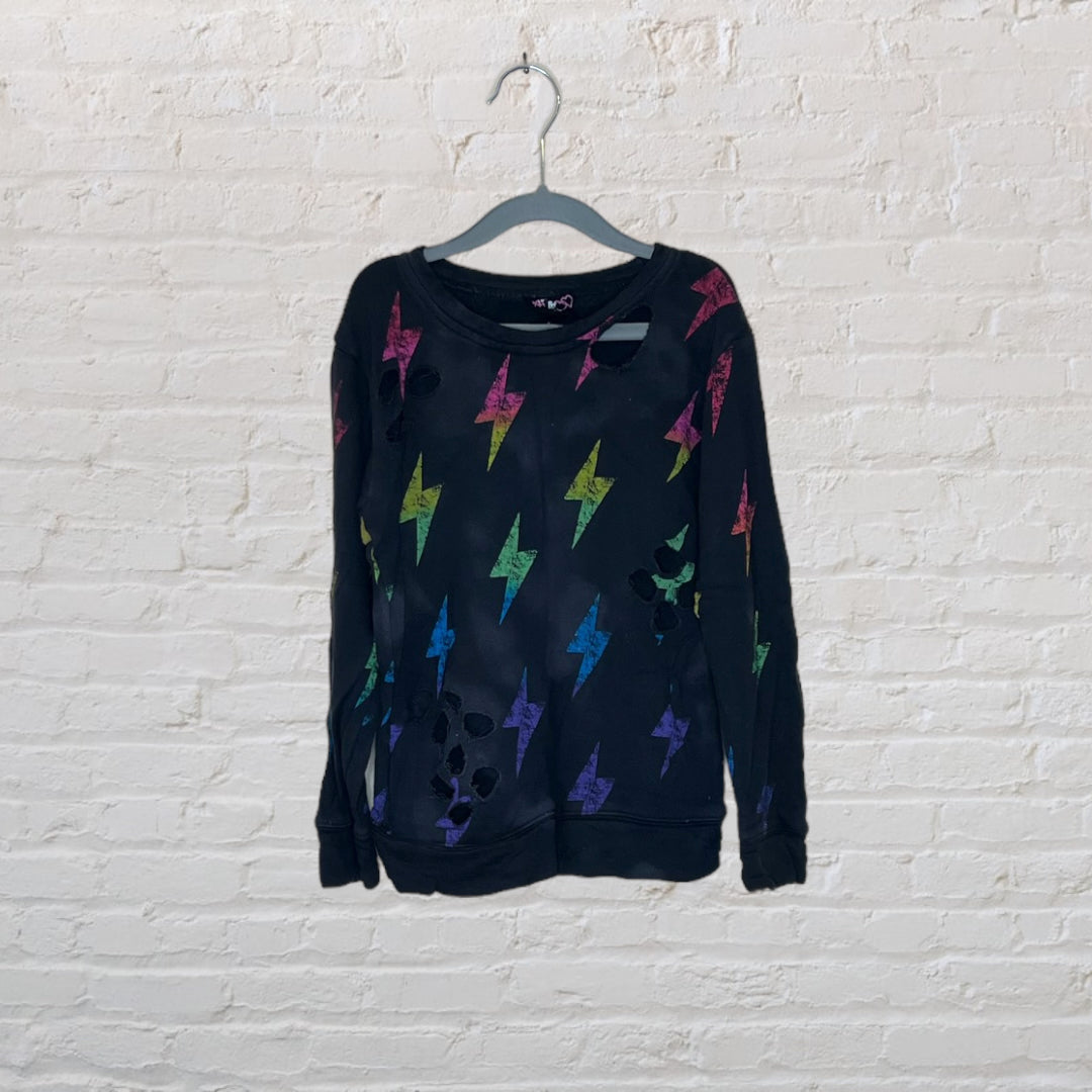 Flowers By Zoe Distressed Rainbow Bolt Sweater - 6