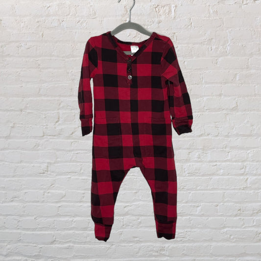 Smash & Tess Buffalo Plaid Pocket Romper  (3T)
