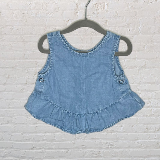 Zara Cropped Denim Peplum Tank (3T)