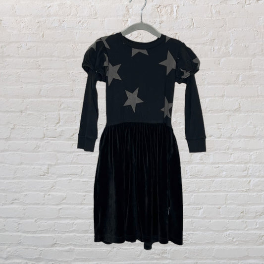 Nunun Star Print Velvet-Skirted Dress (4-5)