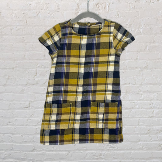 Next UK Knit Plaid Pocket Dress (3T)