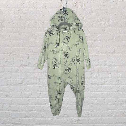 Mini Rodini 'Mini Zoologist' Zip Hoodie Romper (3T)