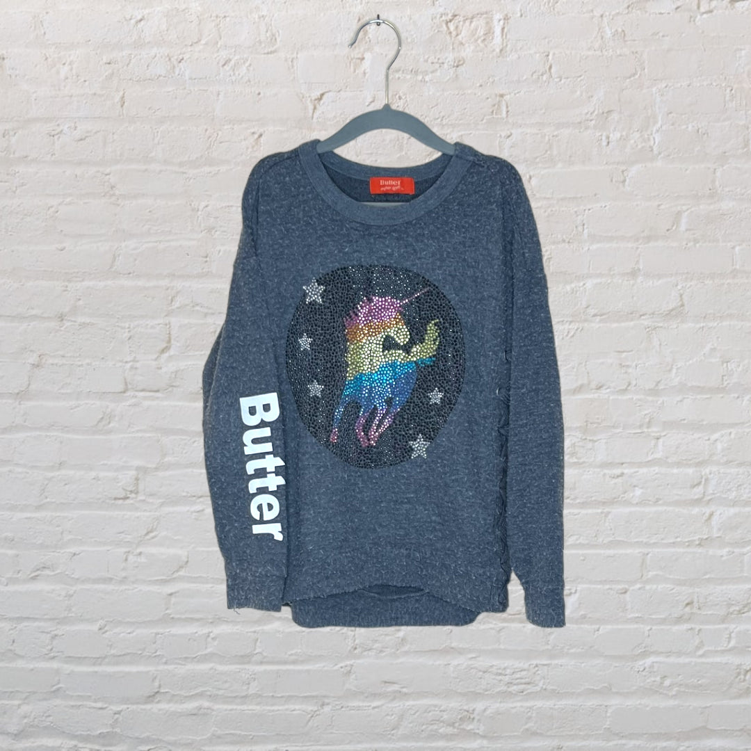 Butter Embellished Rainbow Unicorn Sweater - 6