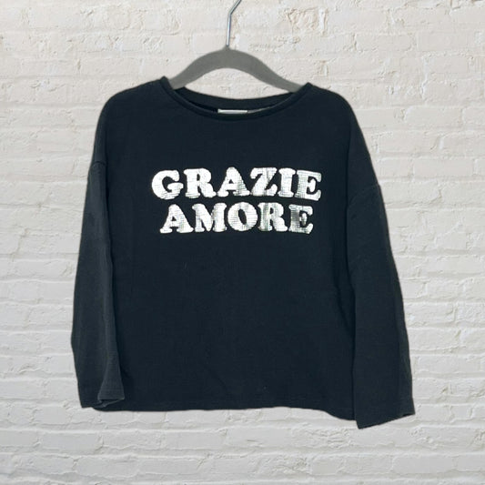 Zara 'Grazie Amore' Waffle Long-Sleeve (4-5)