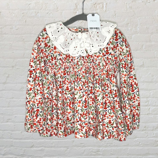 Next UK Floral Eyelet-Bib Long-Sleeve (4T)