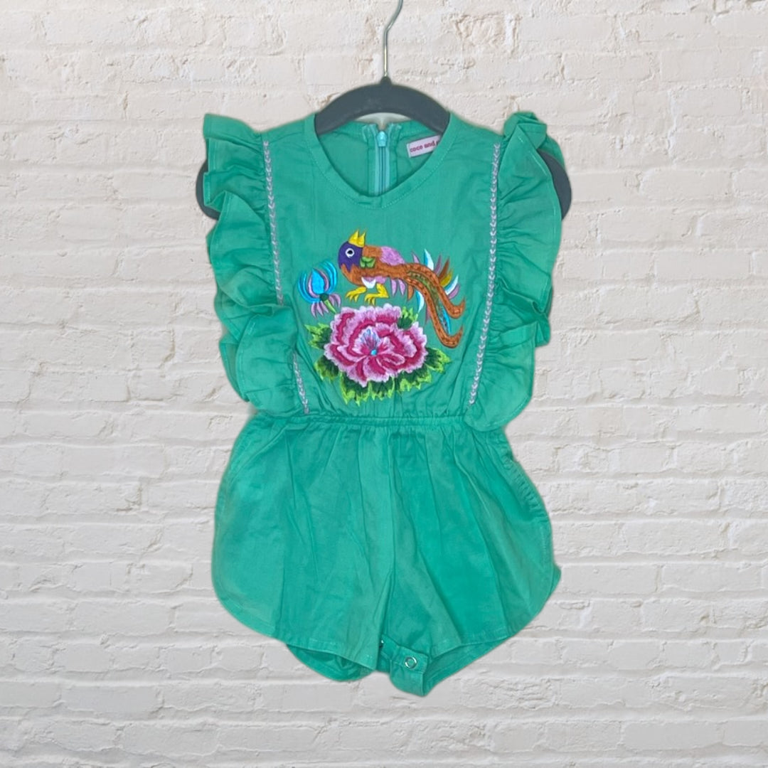 Coco and Ginger Embroidered Heirloom Ruffle Romper (6-12)