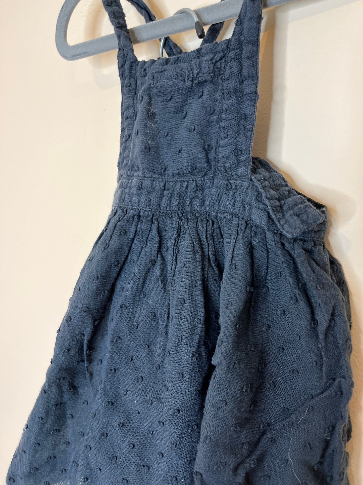 Bonton Textured Swiss Dot Pinafore Dress (12M)
