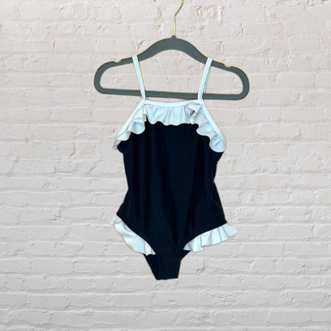 Unknown Brand Black & White Ruffle Swimsuit - 2T
