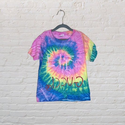 Custom Tie-Dye 'Life Is Gucci' T-Shirt - 7-8