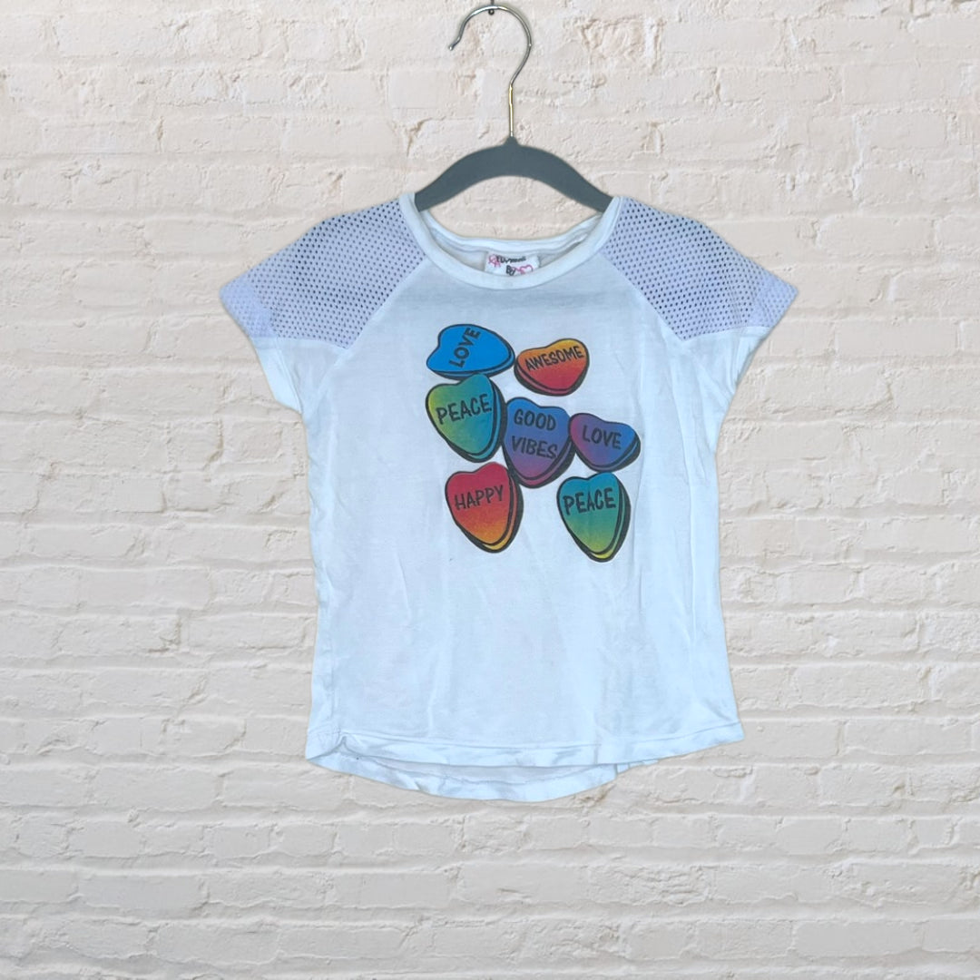 Flowers By Zoe Candy Hearts Mesh Shoulder T-Shirt - 4T