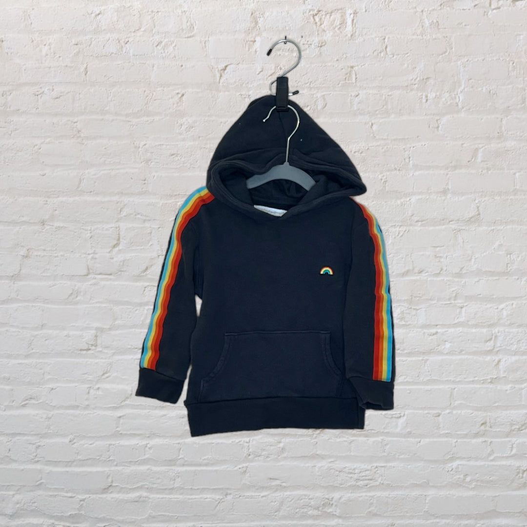 Spiritual Gangster 'May We All Be Happy And Free' Rainbow Stripe Hoodie - 2T