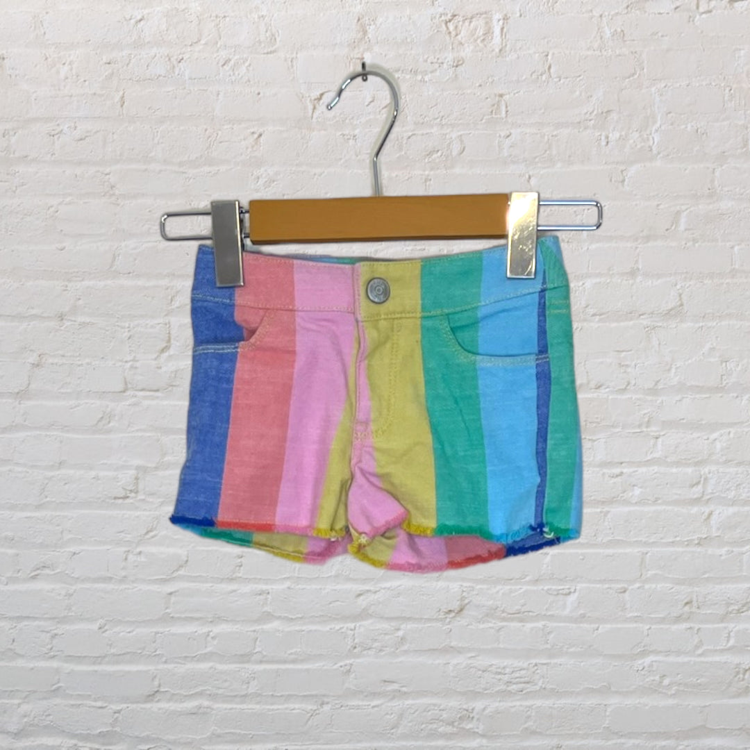 Boden Rainbow Stripe Jean Shorts (3T)