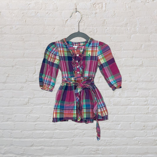 Ralph Lauren Plaid Tie-Waist Dress - 6M