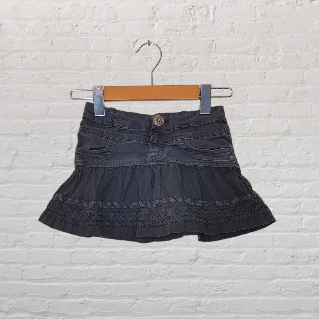 Zara Drop Waist Macrame Denim Skirt (4T)