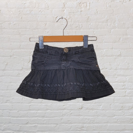 Zara Drop Waist Macrame Denim Skirt (4T)