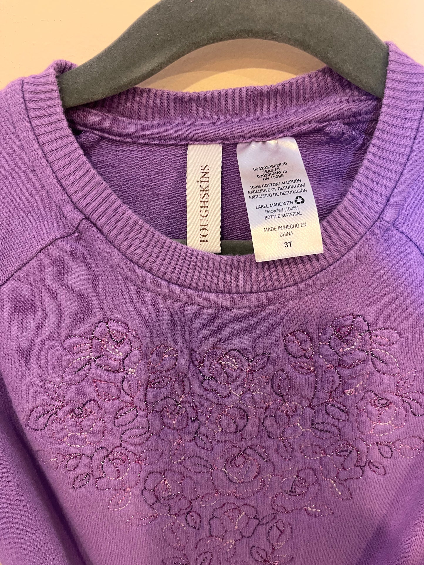 Toughskins Embroidered Floral Sparkle Sweater (3T)
