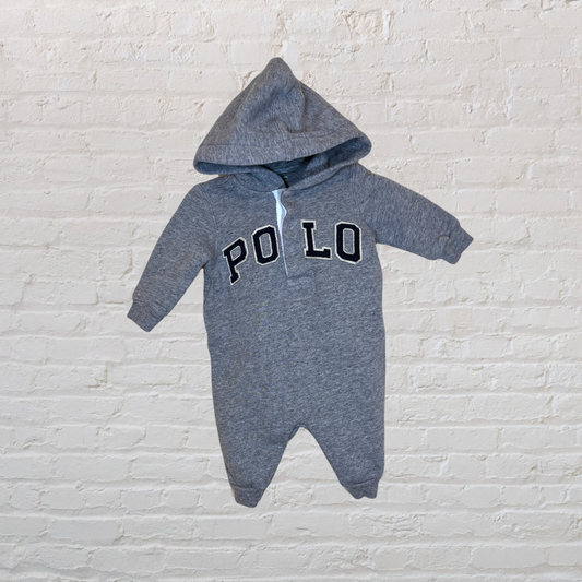 Ralph Lauren Hooded Logo Romper (3M)