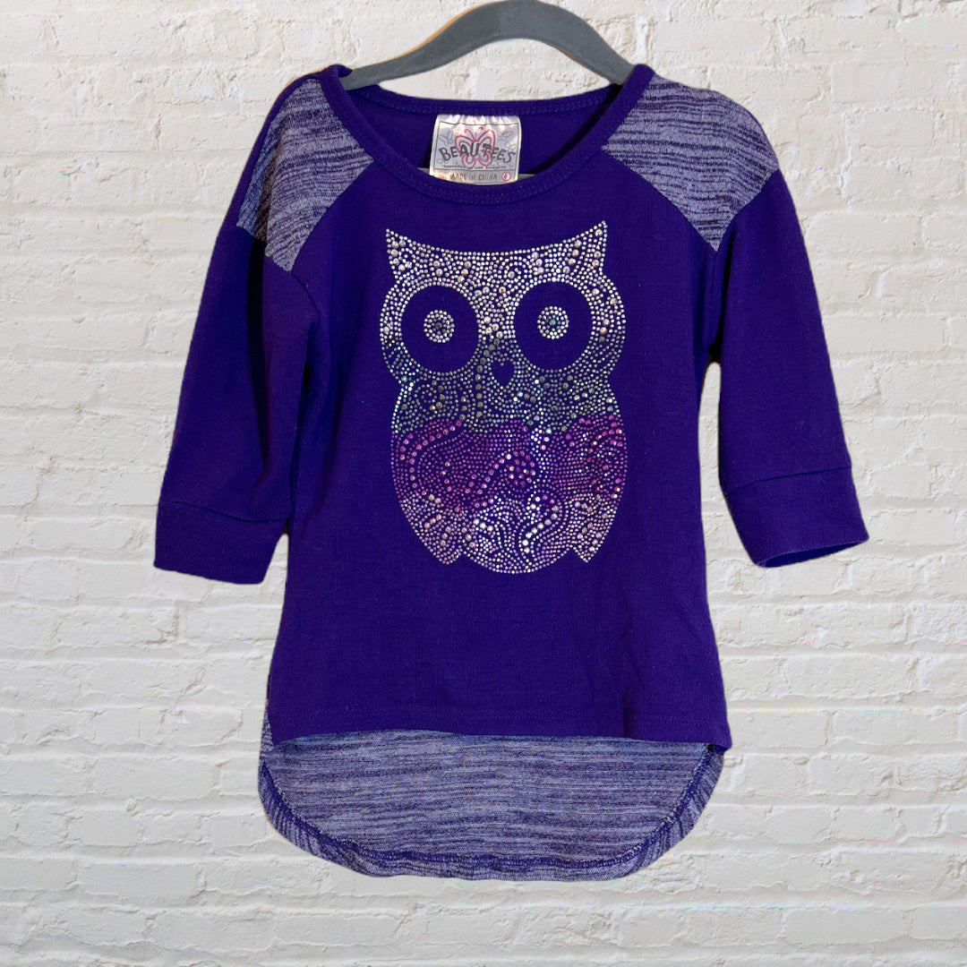 BEAUTEES Bejeweled Owl Long-Sleeve (4T)