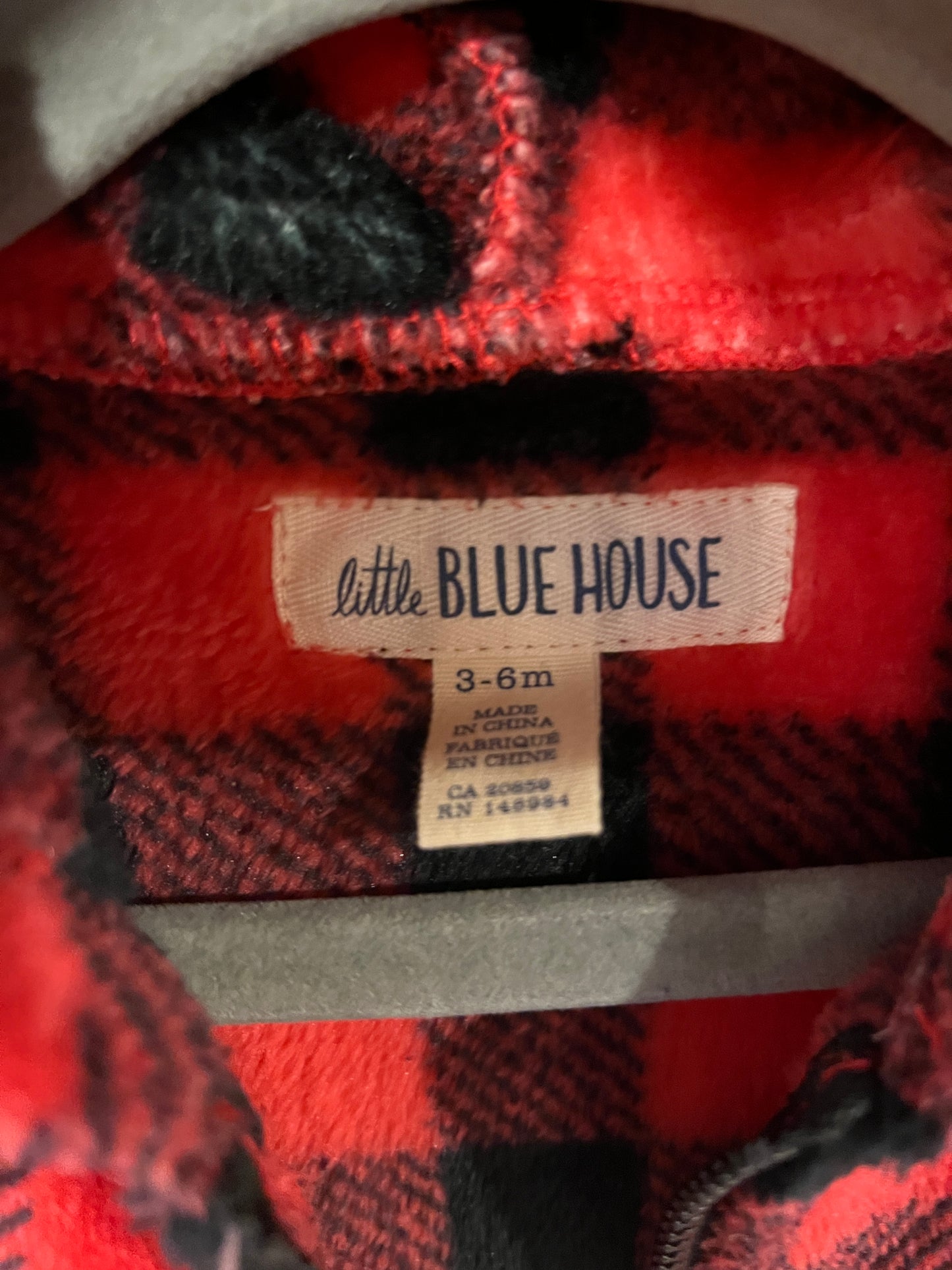 Little Blue House Hooded Plush Fleece Romper (3-6)