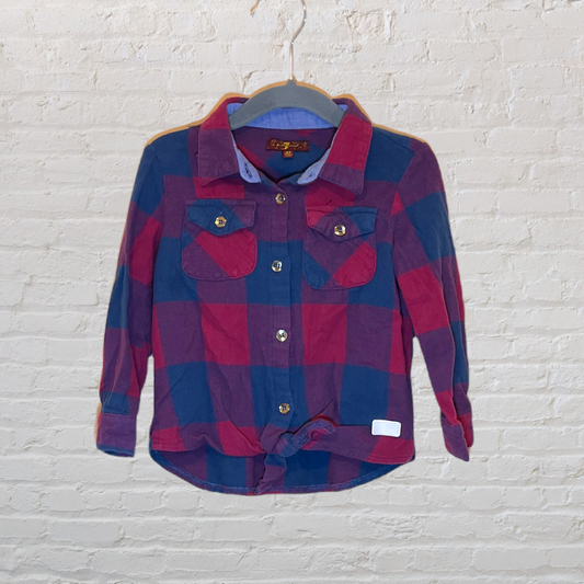 7 For All Mankind Tie-Front Plaid Shirt (2T)