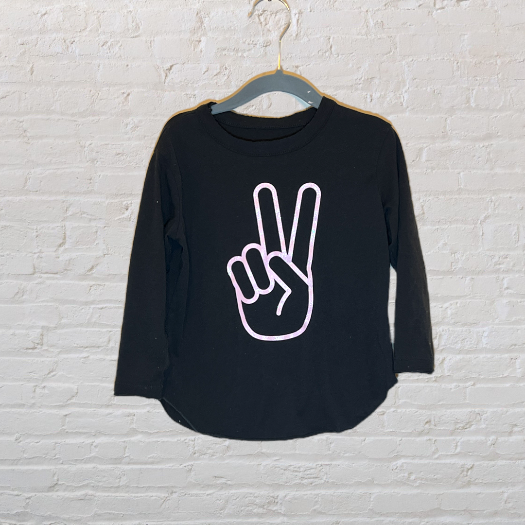 Chaser Glitter Peace Sign Long-Sleeve (3T)