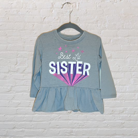 Chaser “Best Lil Sister” Peplum Long-Sleeve (2T)