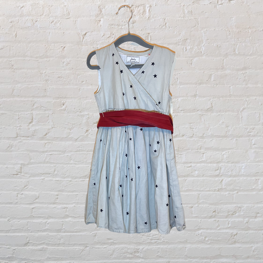 Joules Linen Star Dress With Waist Tie (4T)