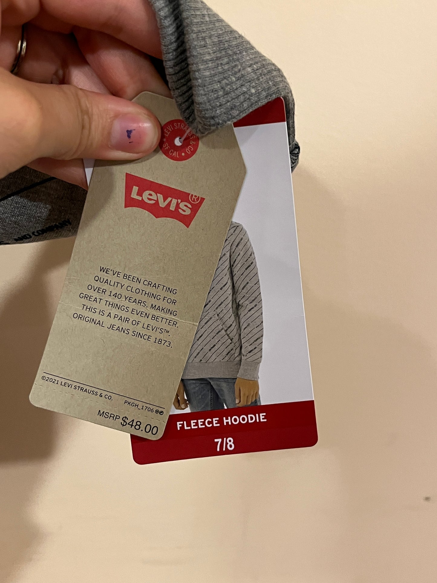 Levi’s All-Over Print Fleece Lined Hoodie (7-8)