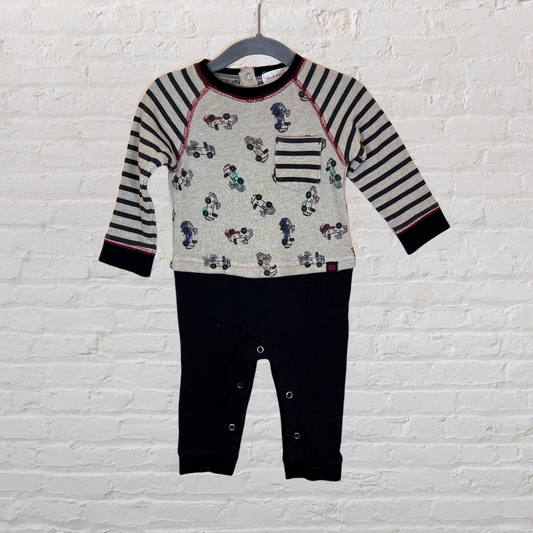 Deux Par Deux Knit Cars Romper (9M)