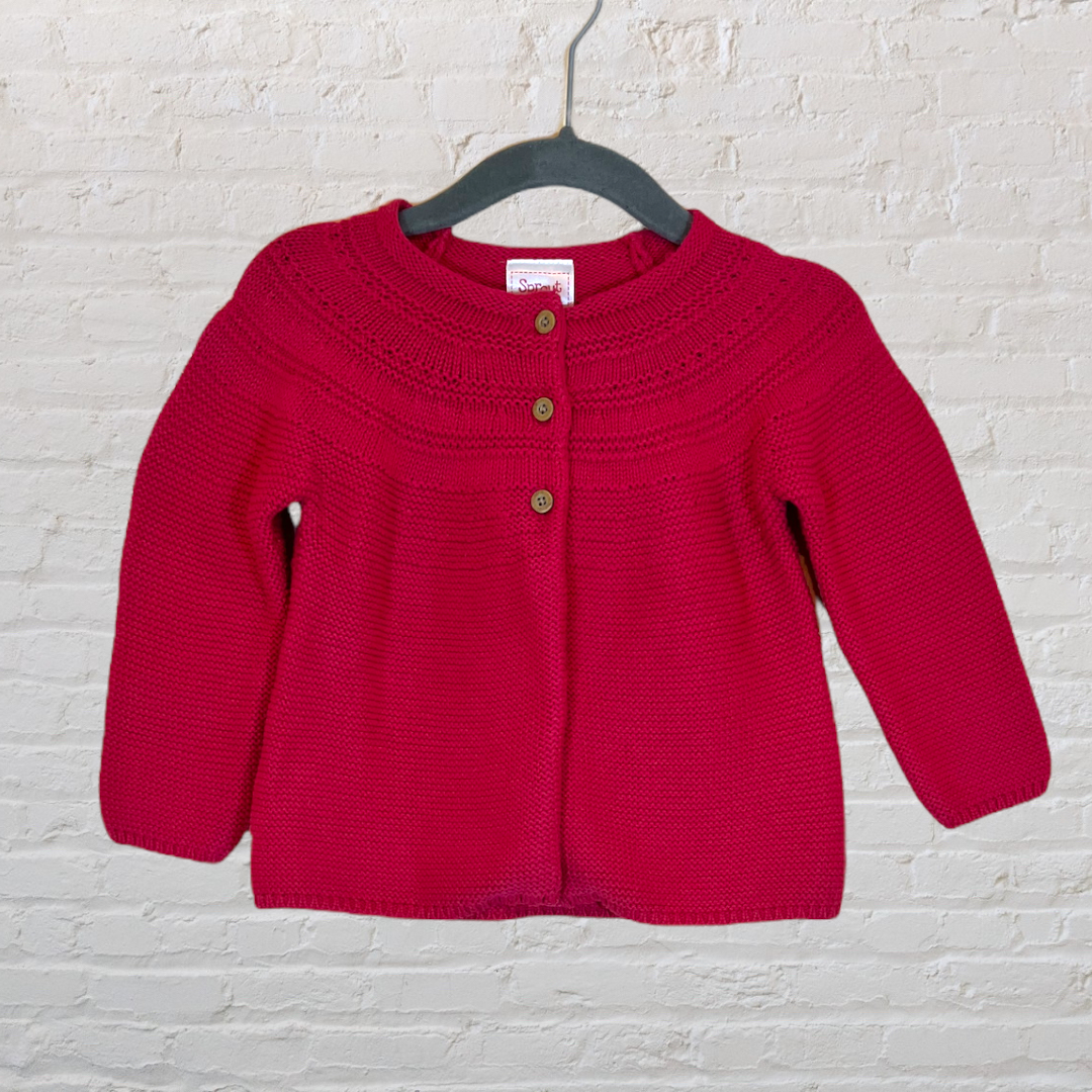 NEW! Sprout Raspberry Knit Cardigan (6-12)