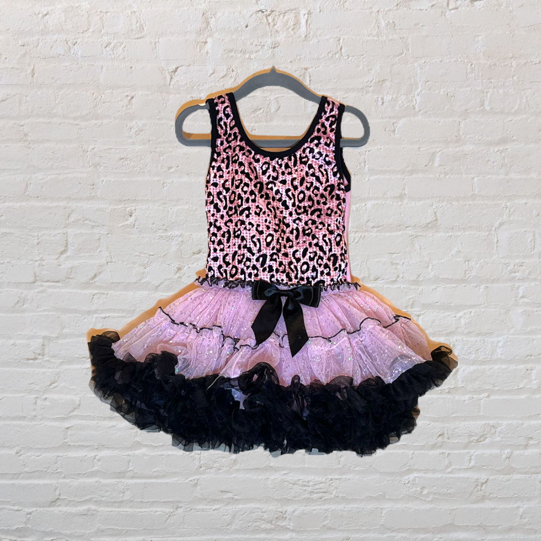 Popatu Animal Print Sequin Dress With Full Tulle Skirt (3T)