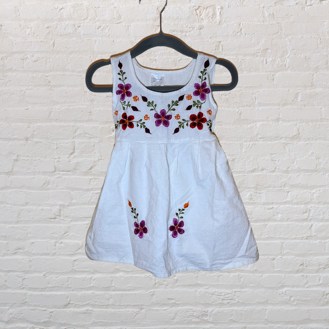 Handmade Embroidered Floral Dress (6-12)