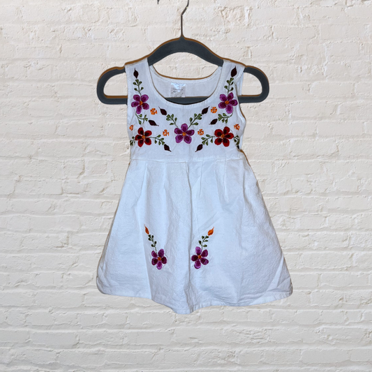 Handmade Embroidered Floral Dress (6-12)